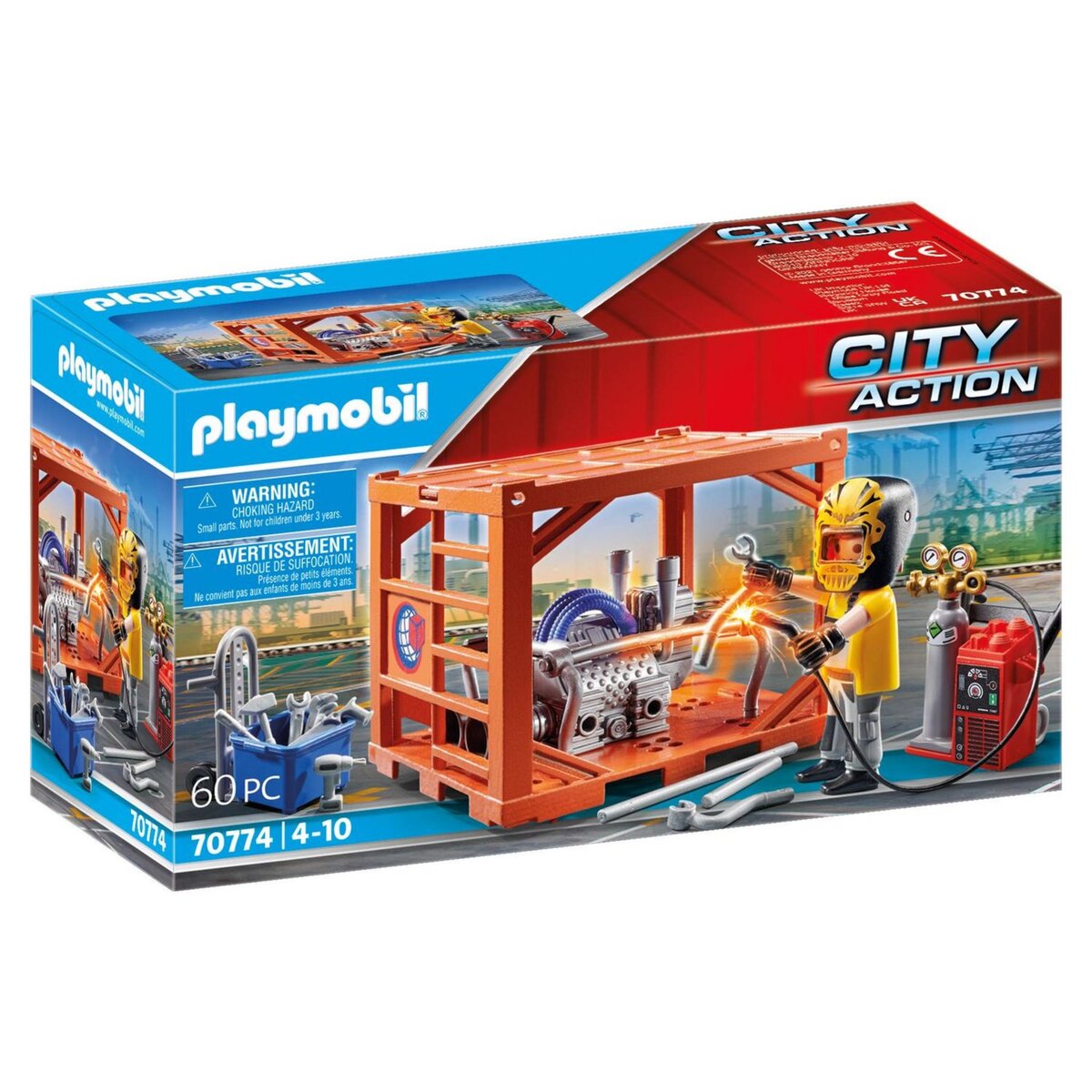 PLAYMOBIL 70774 City Action - Ouvrier et conteneur