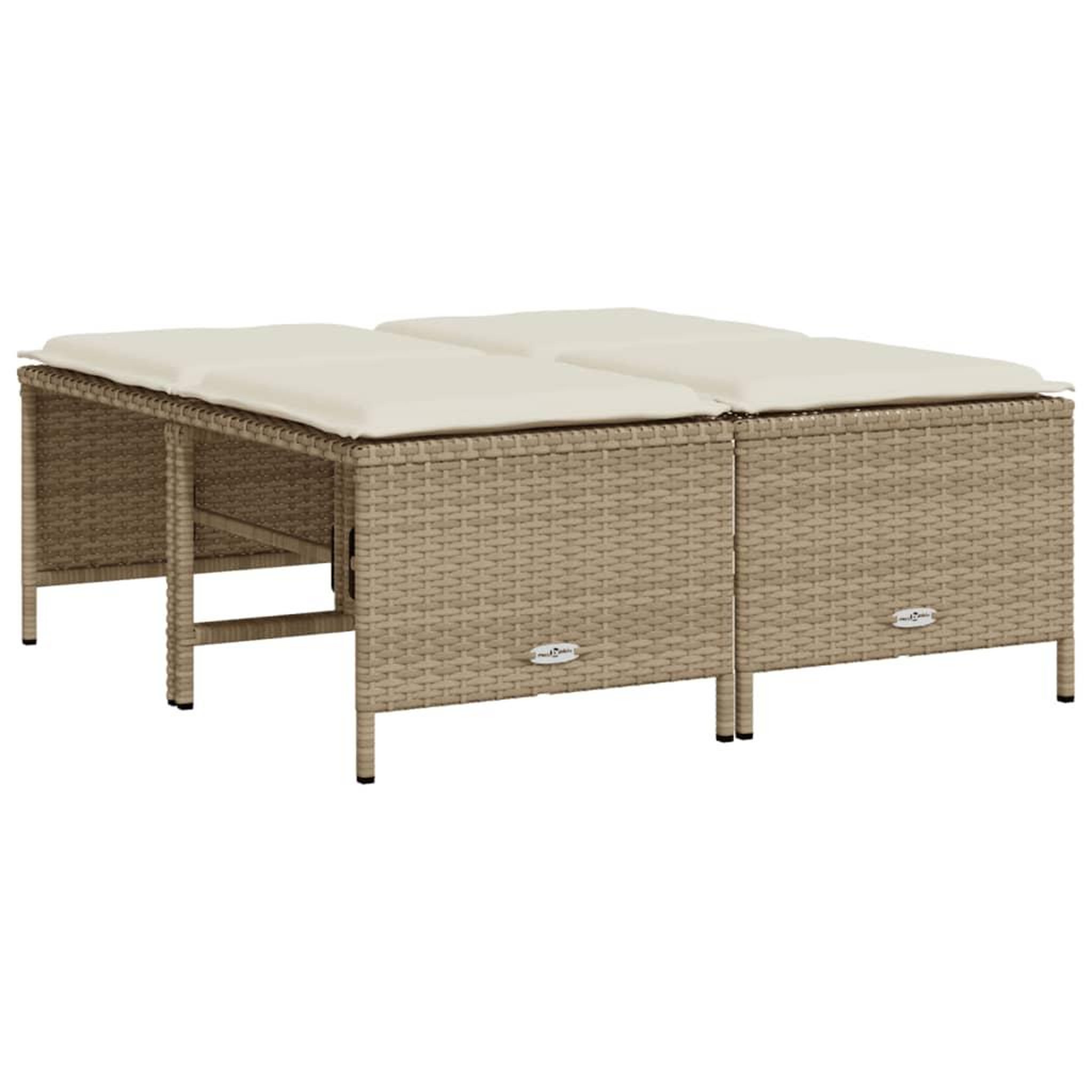 Voir la diapositive 4 : VIDAXL Salon de jardin avec coussins 5 pcs beige resine tressee