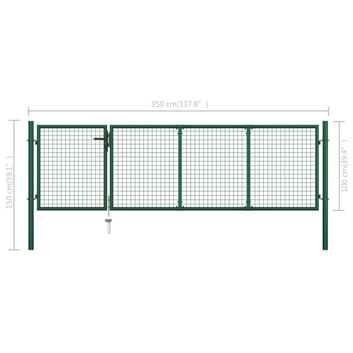 VIDAXL Portillon Acier 350x100 cm Vert