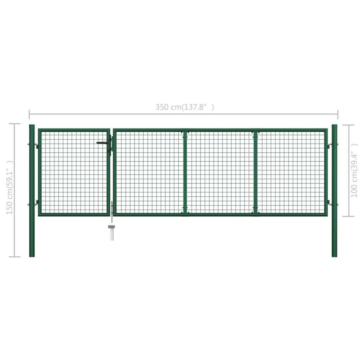 VIDAXL Portillon Acier 350x100 cm Vert