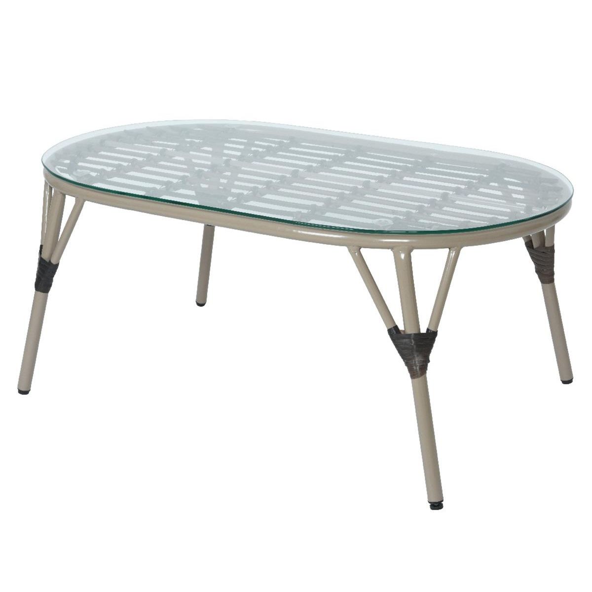 JARDIDECO Salon de jardin en résine tressée brun Evora avec table basse - 4 places