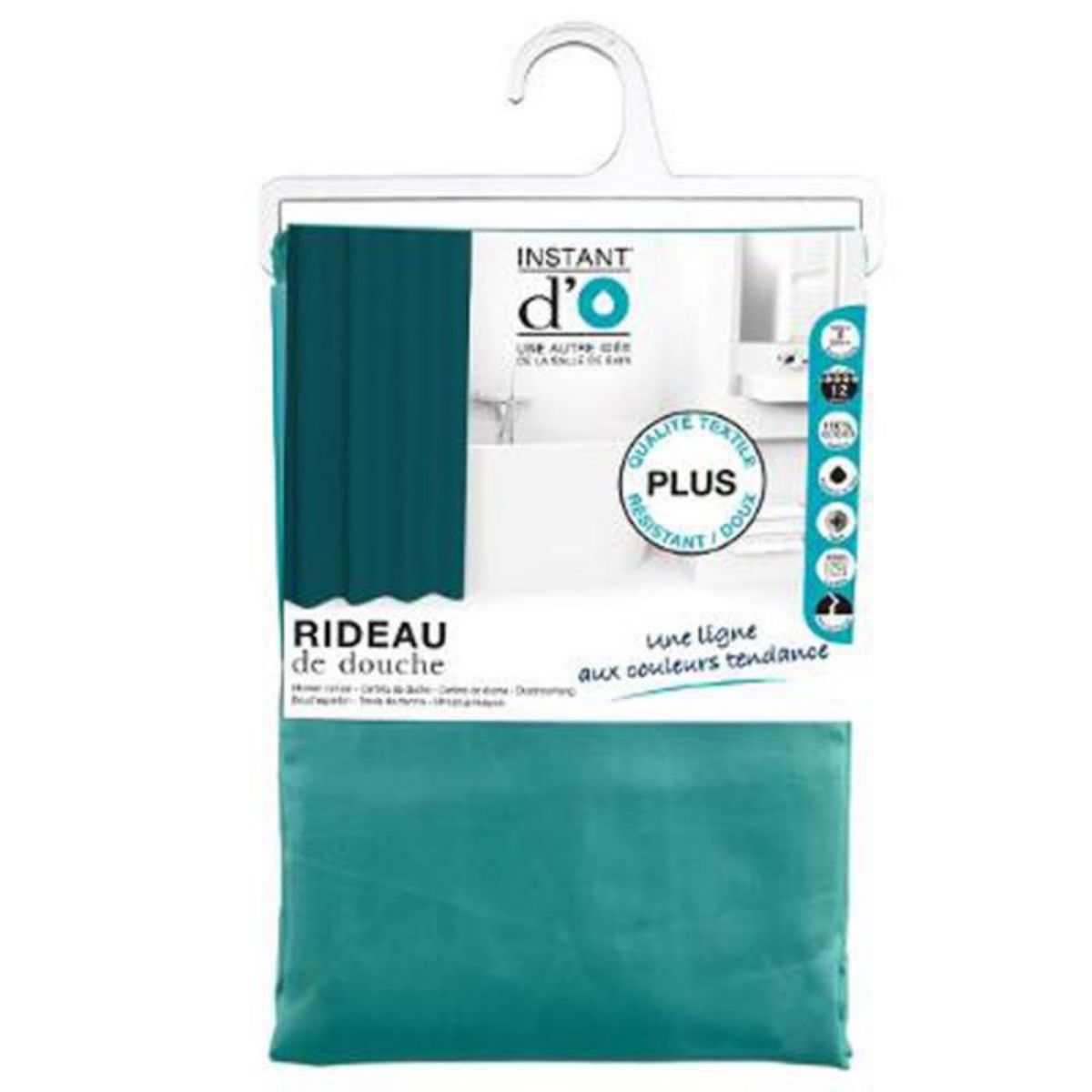 Paris Prix Rideau de Douche Polyester 180x200cm Émeraude