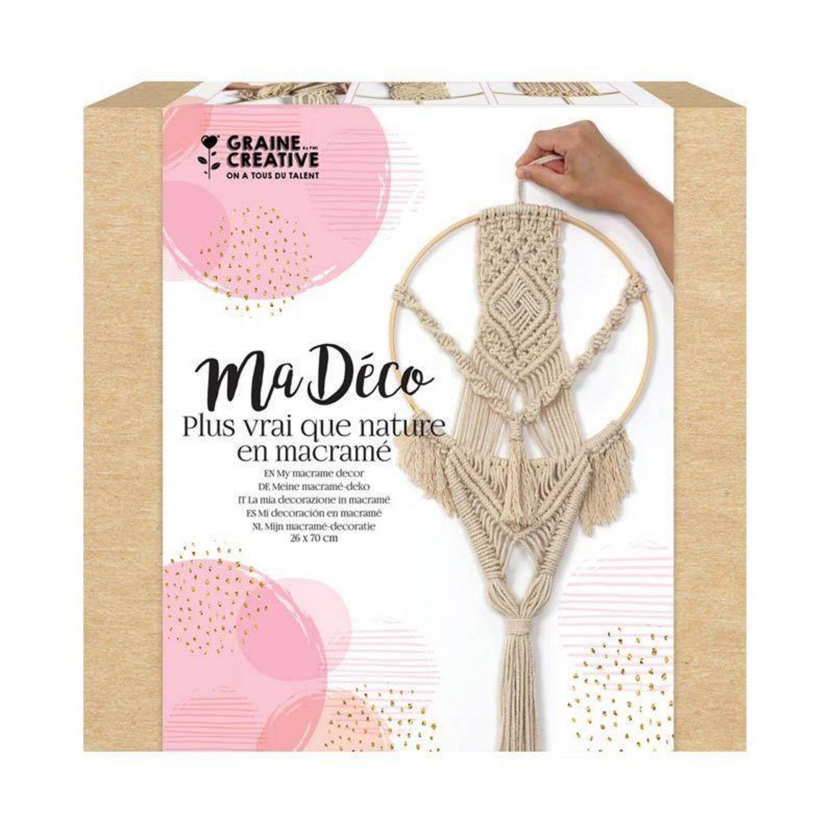 Graine créative Kit faire son macramé avec suspension cercle en bambou - 70 x 26 cm