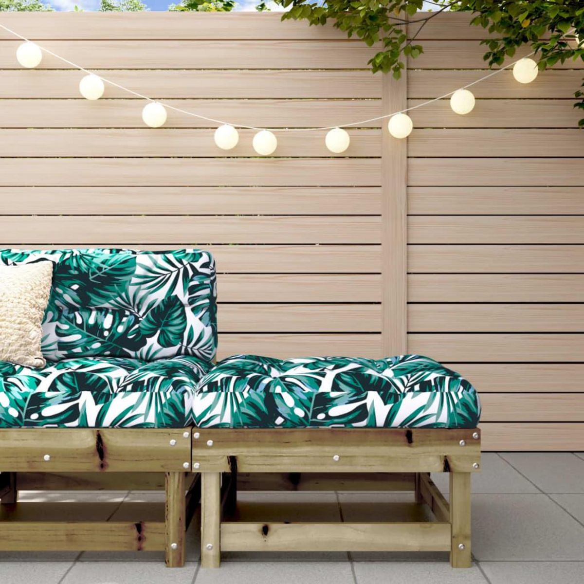 VIDAXL Repose-pied de jardin avec coussin bois de pin impregne