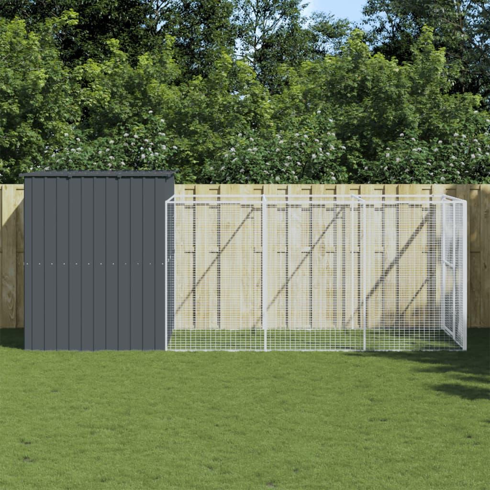 VIDAXL Niche pour chien avec cour anthracite 214x457x181 cm