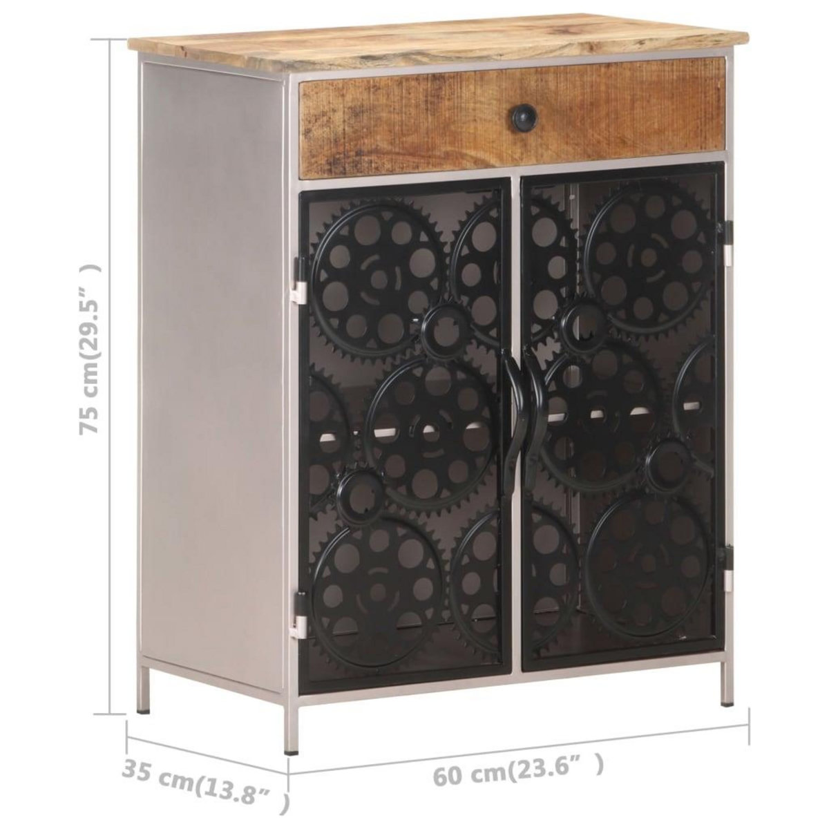 VIDAXL Buffet 60x35x75 cm Bois de manguier brut et fer