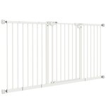 PAWHUT Barrière de sécurité longueur réglable porte double verrouillage sans perçage acier plastique blanc