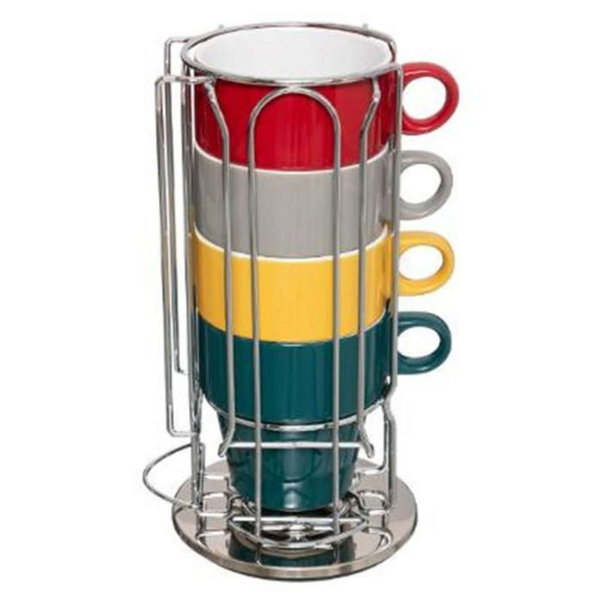 SECRET DE GOURMET Lot de 4 Mugs & Porte Capsules  Rack  26cl Multicolore