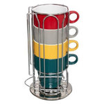 SECRET DE GOURMET Lot de 4 Mugs & Porte Capsules  Rack  26cl Multicolore