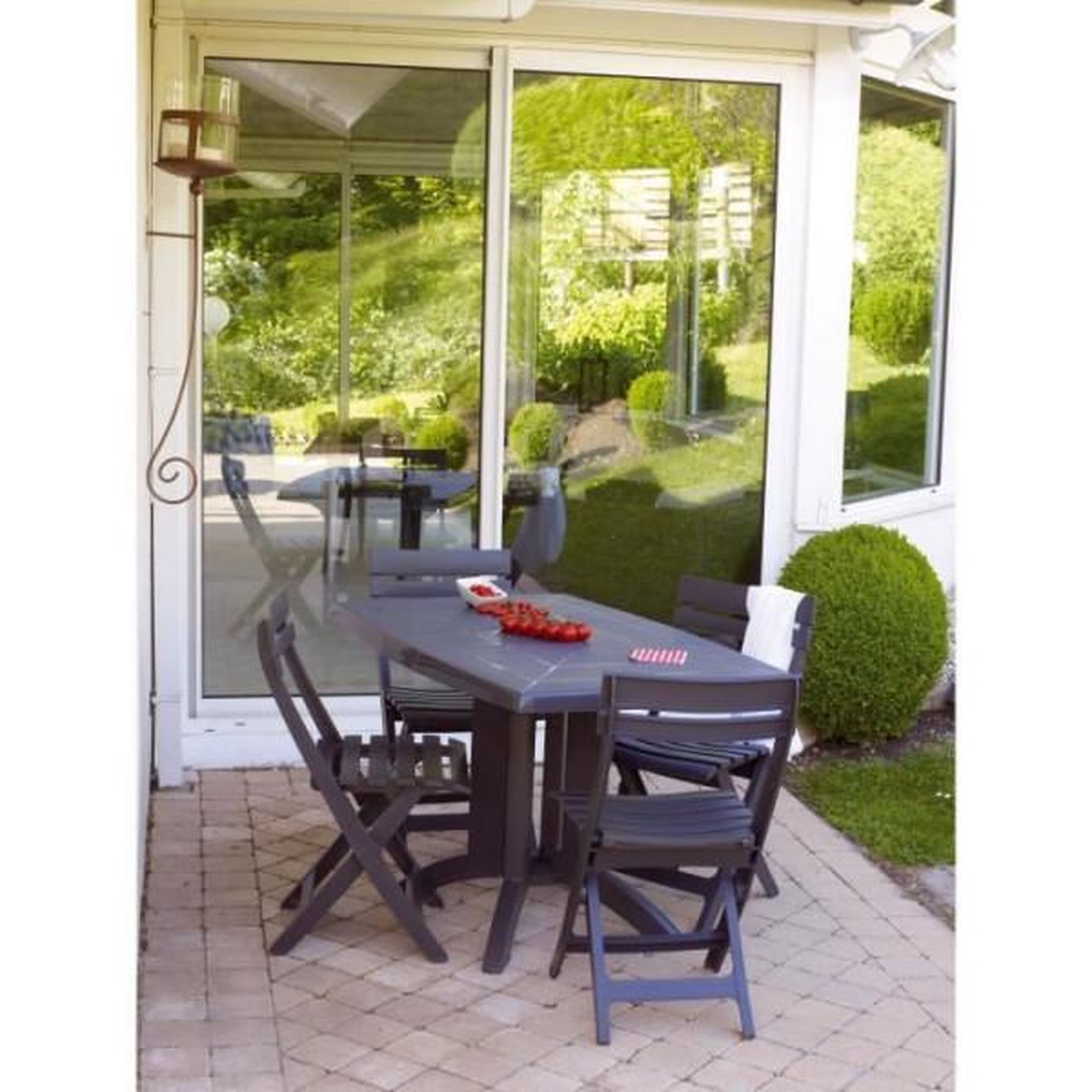 Voir la diapositive 3 : GRILL ME Chaise pliante Miami - GRILL ME - Anthracite - Résistante aux intempéries et facile a ranger