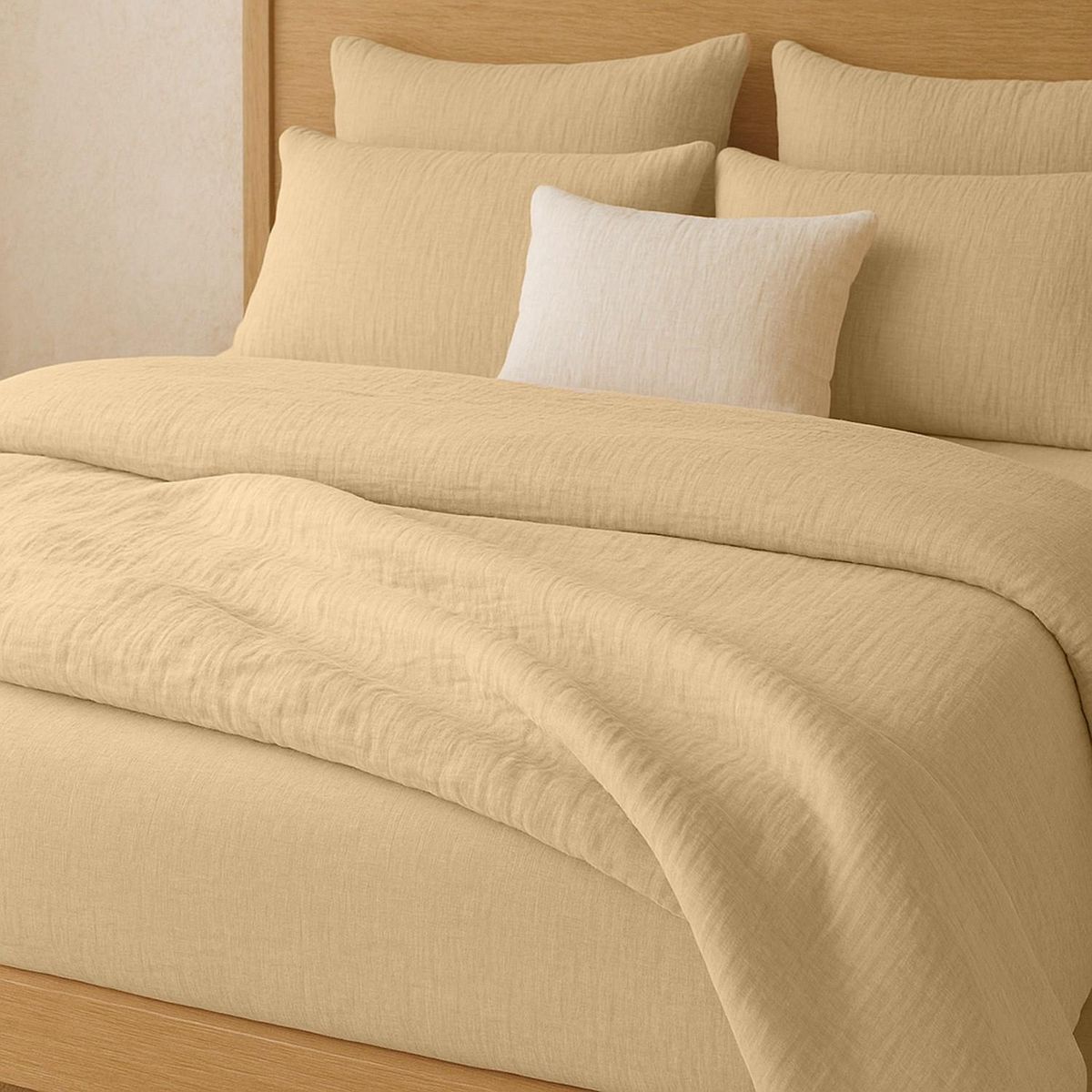 BATON ROUGE Drap housse 100%gaze de coton lavé ecru naturel