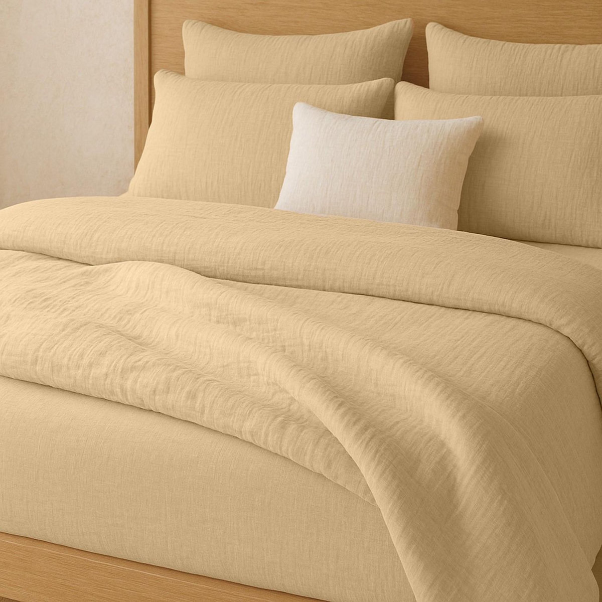 BATON ROUGE Drap housse 100%gaze de coton lavé ecru naturel