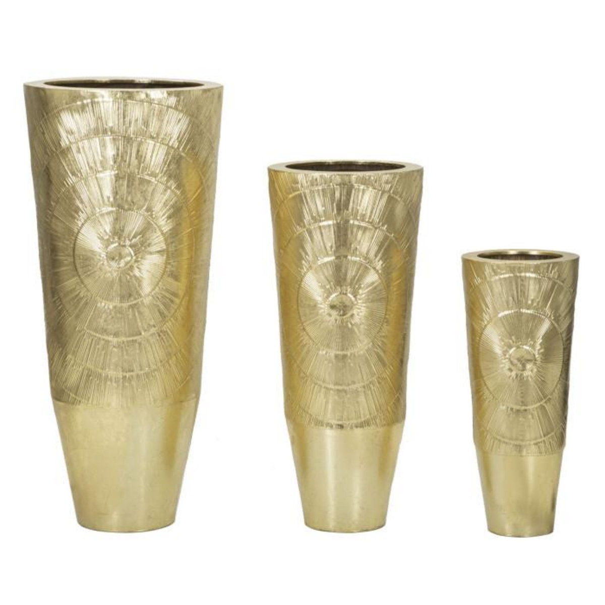 Paris Prix Lot de 3 Vases en Métal  Goldely  114cm Or