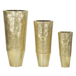 Paris Prix Lot de 3 Vases en Métal  Goldely  114cm Or