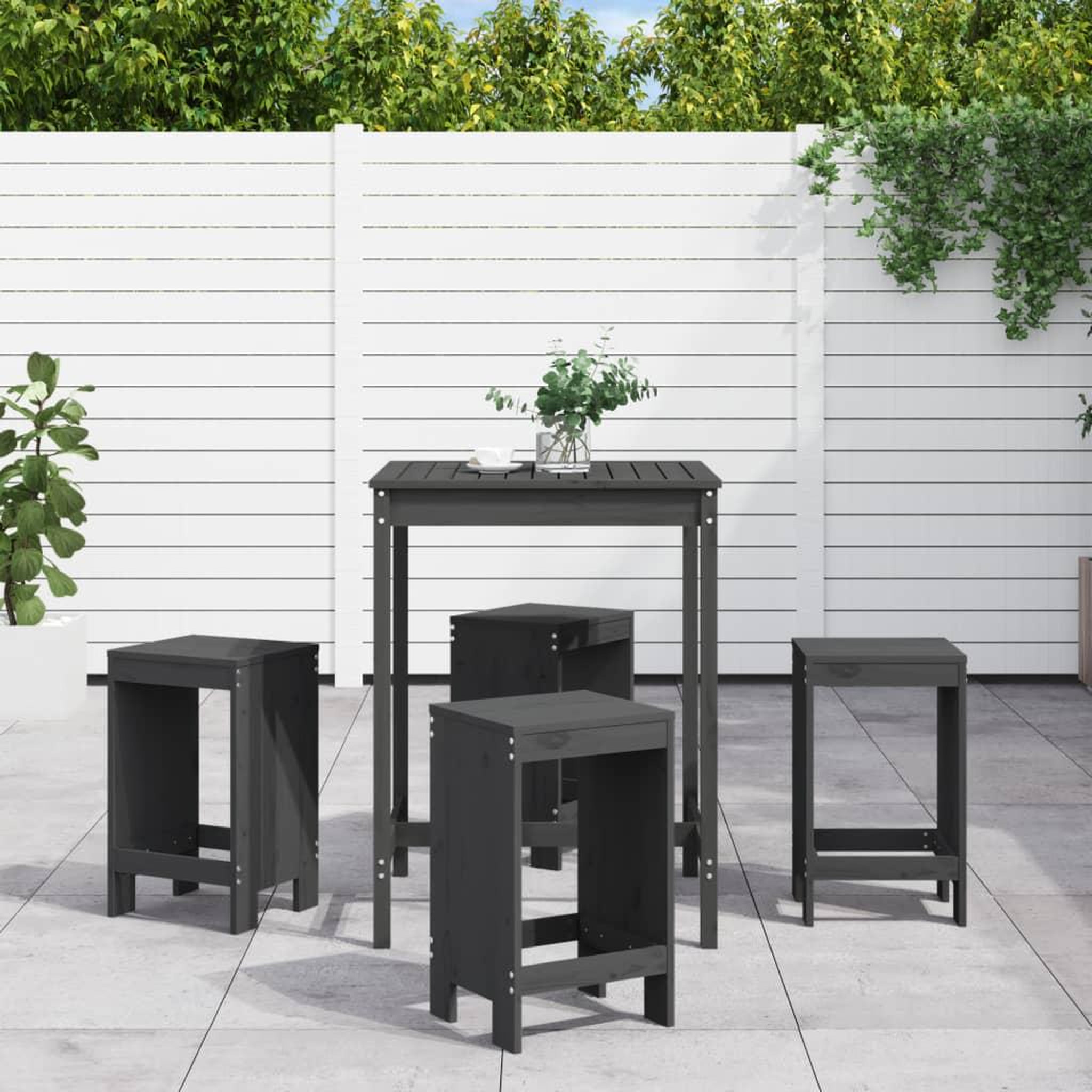 VIDAXL Ensemble de bar de jardin 5 pcs gris bois de pin massif