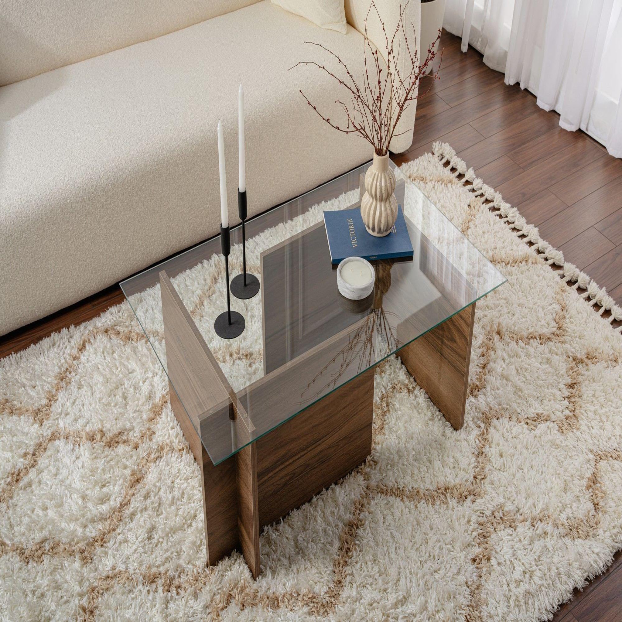Voir la diapositive 3 : Habitat et Jardin Table basse en bois  vetrino  - 105 x 65 x 40 cm - noyer