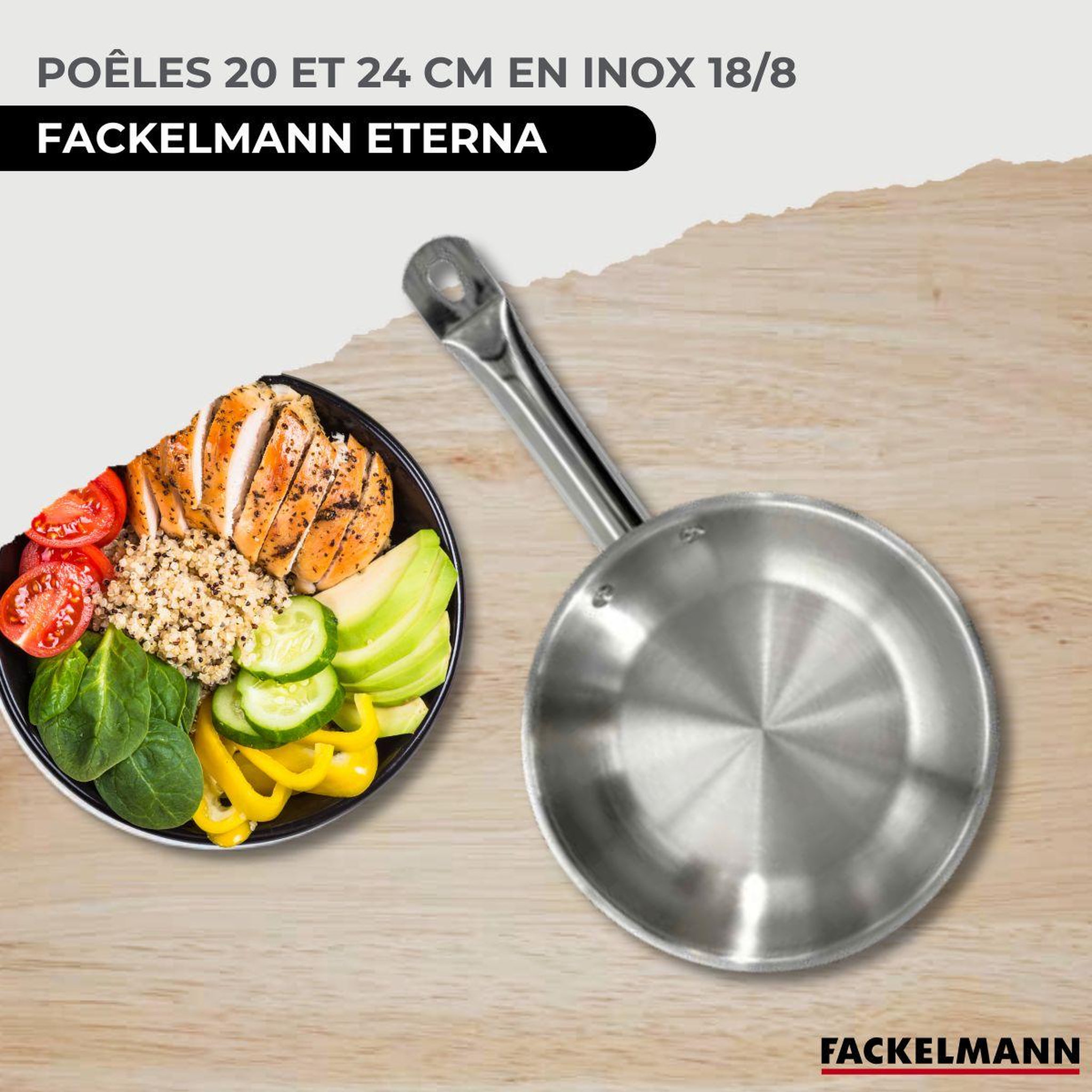 Voir la diapositive 2 : Fackelmann Set de 2 poêles 20 et 24 cm en inox Fackelmann Eterna