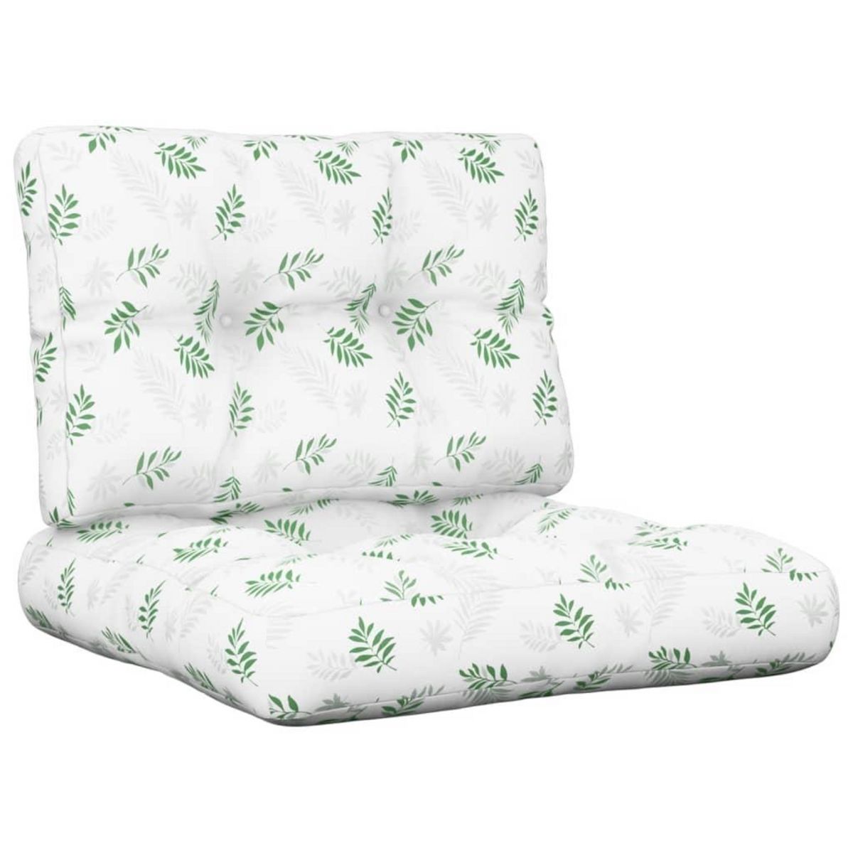 VIDAXL Coussins de palette lot de 2 motif de feuilles tissu