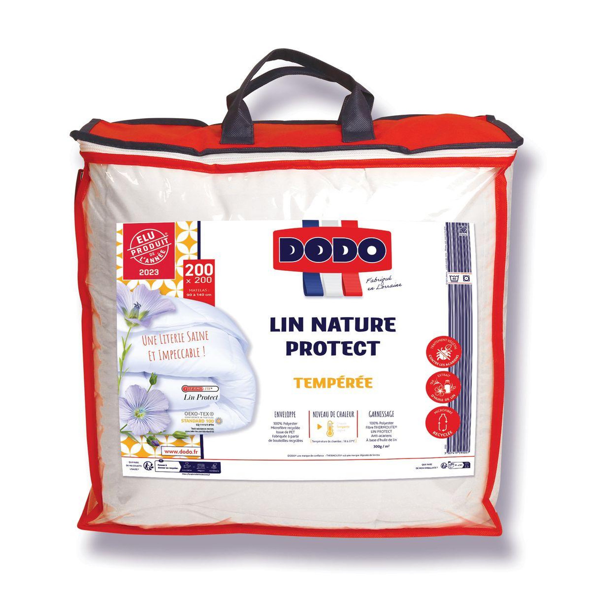 Voir la diapositive 1 : DODO Couette tempérée en polyester anti acariens a base d'huile de lin 300g/m² LIN NATURE PROTECT