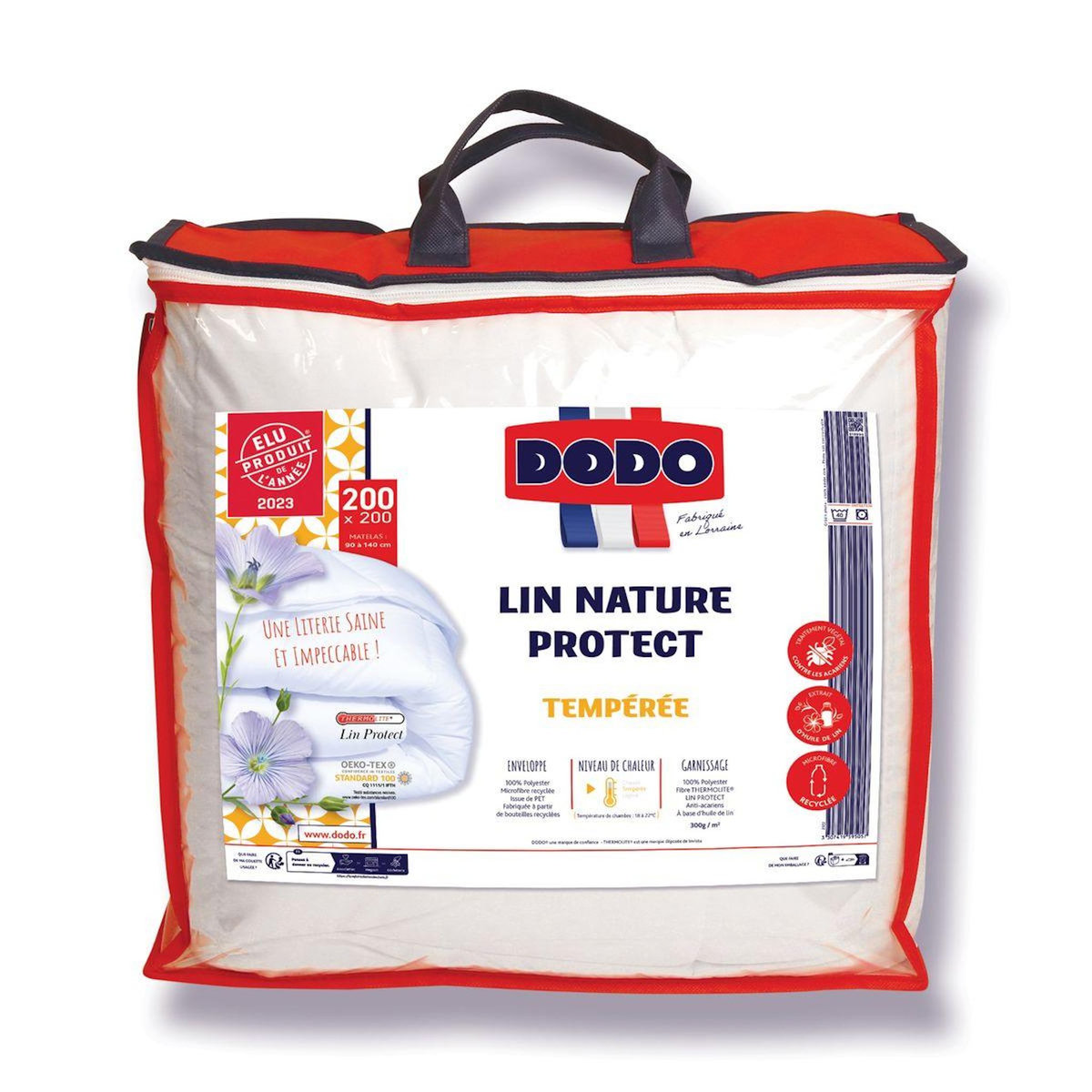 DODO Couette tempérée en polyester anti acariens a base d'huile de lin 300g/m² LIN NATURE PROTECT