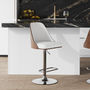 Voir la diapositive 2 : MAISON PAVANE Chaise de bar réglable et pivotante en bois foncé et PU blanc 56/77 cm-Georges