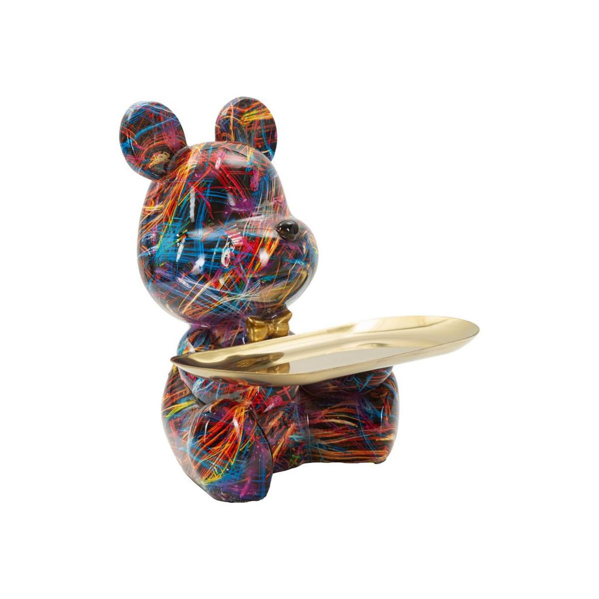Paris Prix Statuette Ourson Assis & Vide-Poche  Psyco  22cm Multicolore
