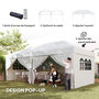 Voir la diapositive 4 : OUTSUNNY Tonnelle barnum pliant pop-up 5,9L x 2,95l x 2,85H m 6 parois latérales amovibles 4 fenêtres sac de transport blanc