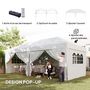 Voir la diapositive 4 : OUTSUNNY Tonnelle barnum pliant pop-up 5,9L x 2,95l x 2,85H m 6 parois latérales amovibles 4 fenêtres sac de transport blanc
