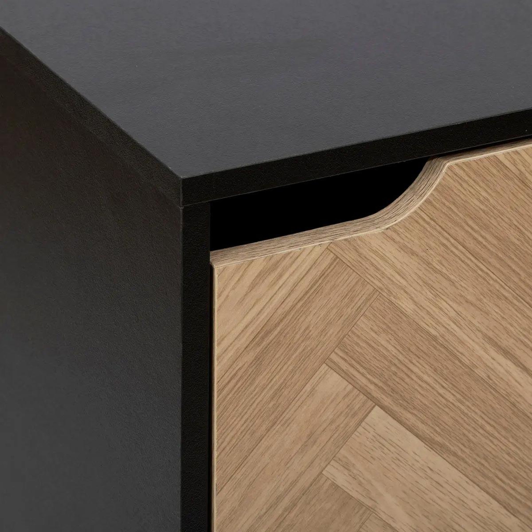 Voir la diapositive 3 : Paris Prix Étagère 3 cases  chevrons  100cm naturel & noir