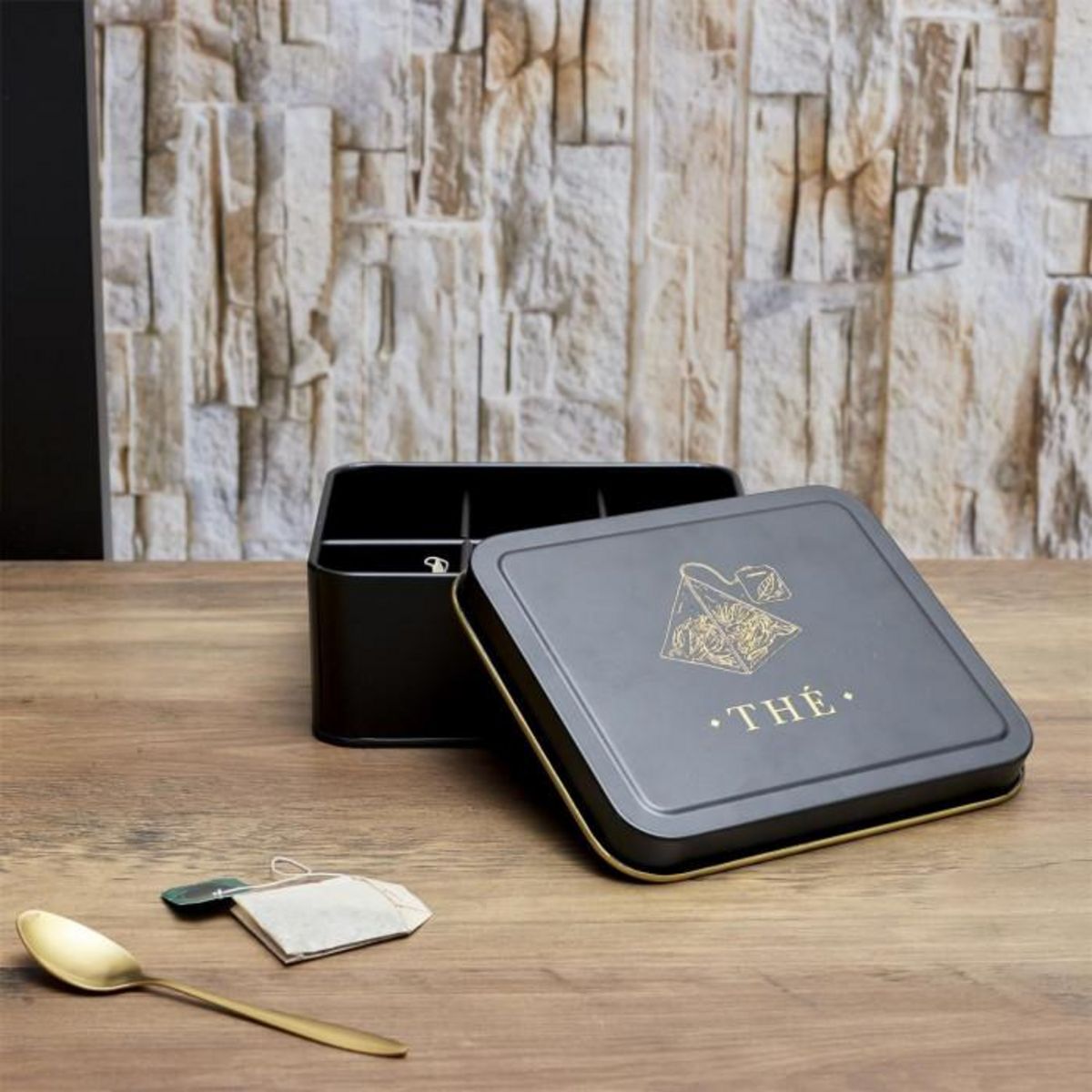 Paris Prix Boîte à Thé en Métal  Lounge  18cm Noir