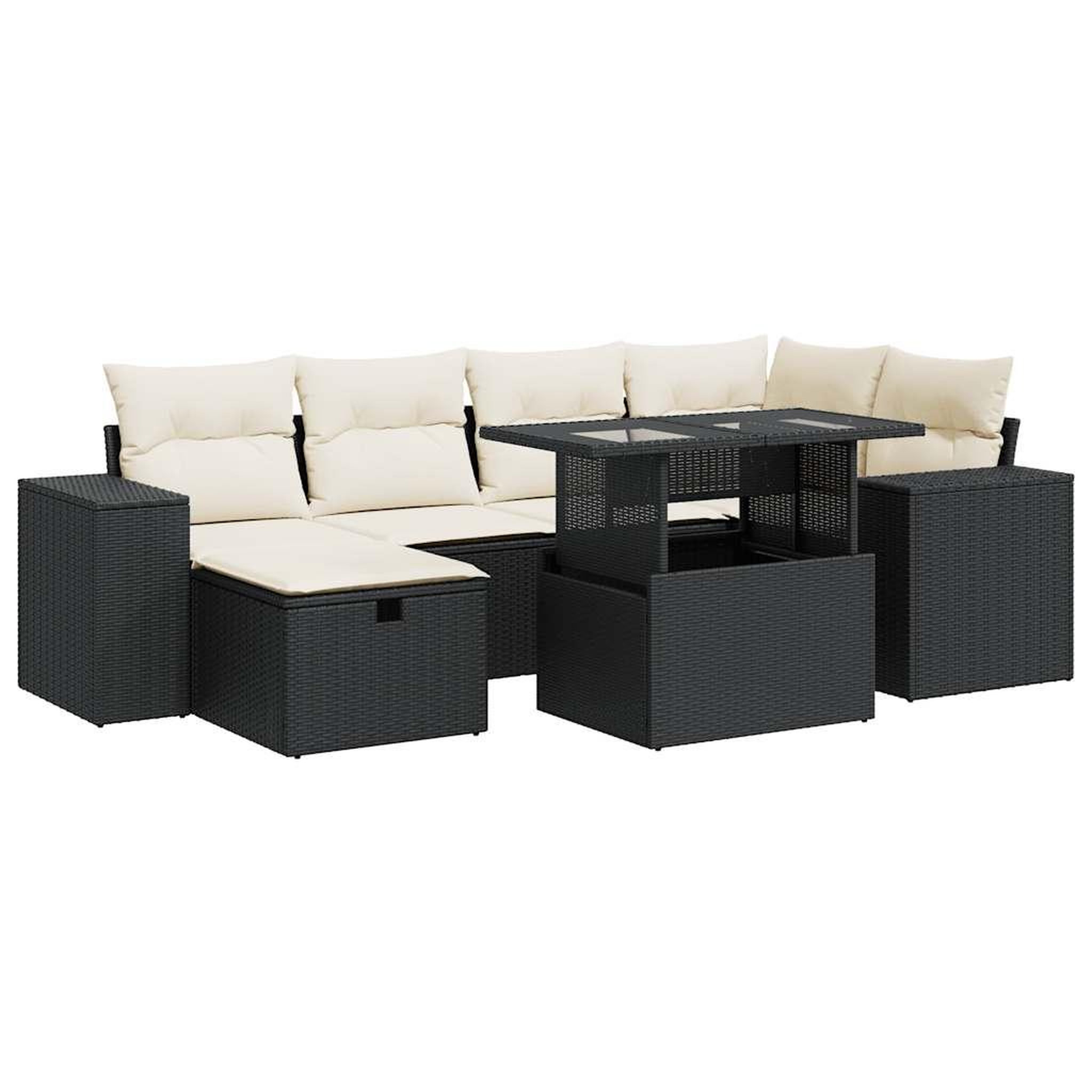 Voir la diapositive 2 : VIDAXL Salon de jardin 8 pcs avec coussins noir resine tressee
