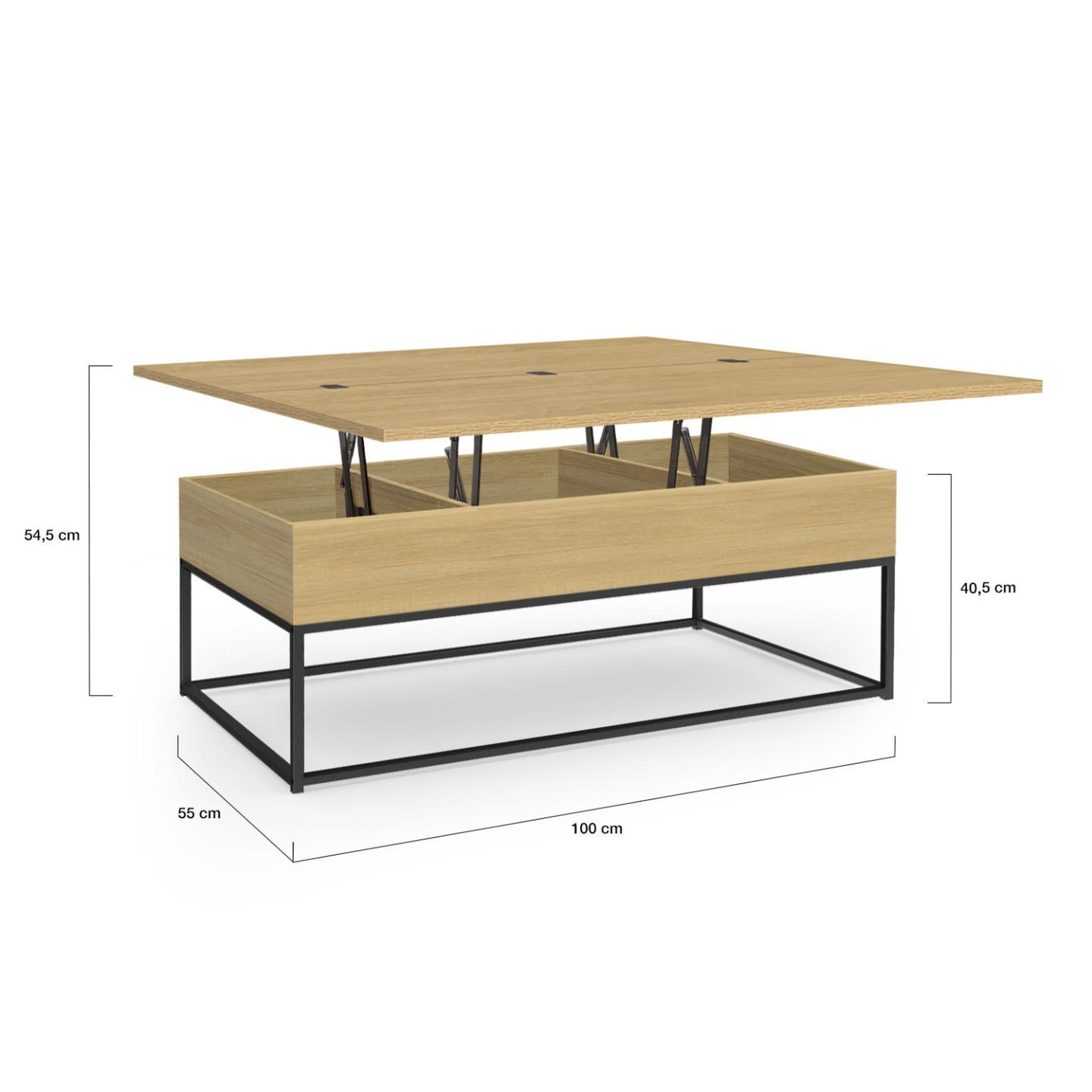 Voir la diapositive 5 : ID MARKET Table basse rectangulaire relevable convertible en table à manger detroit design industriel