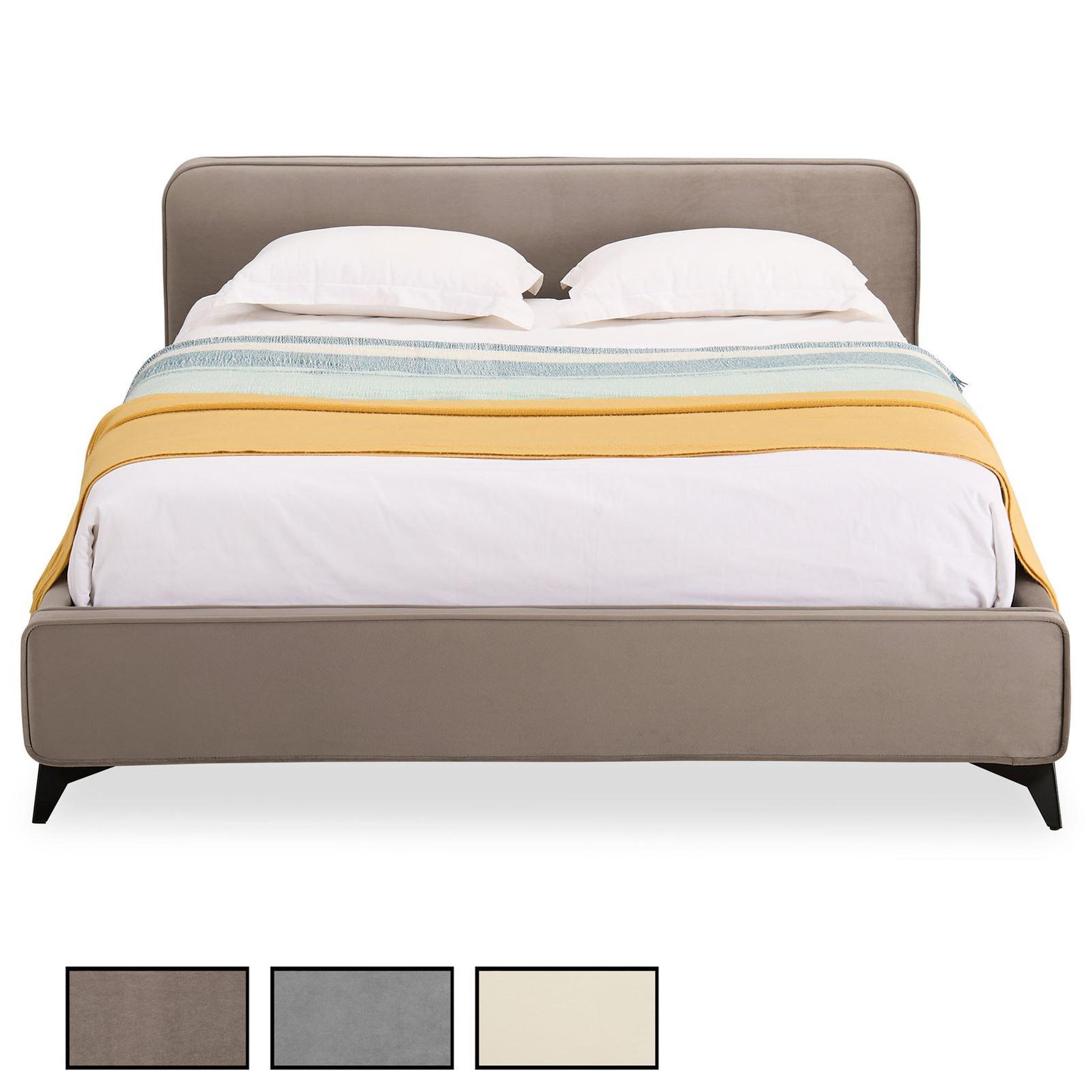 IDIMEX Lit double RAVELLO 140 x 190 cm, revêtement en tissu. Coloris disponibles : Blanc