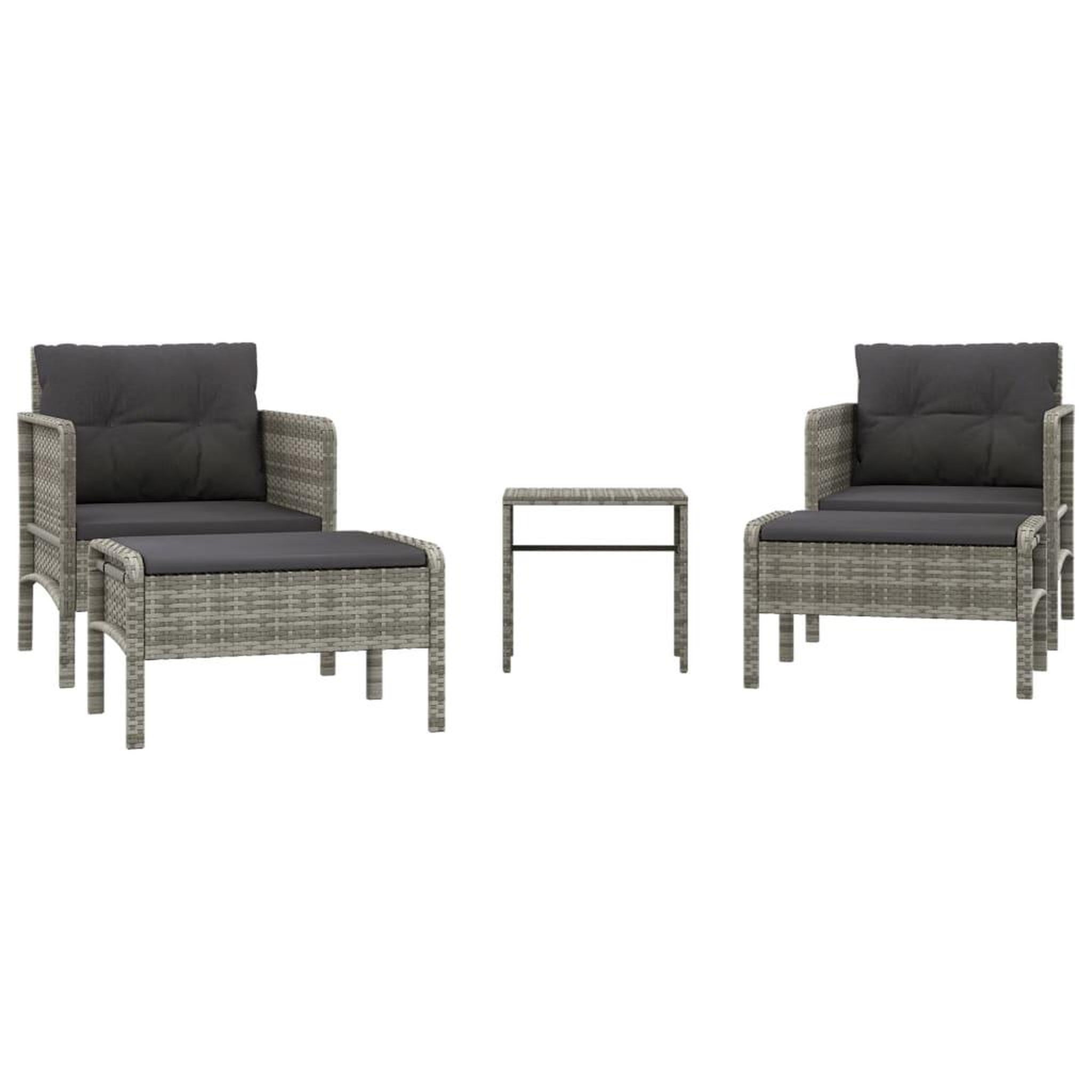 Voir la diapositive 2 : VIDAXL Salon de jardin 5 pcs avec coussins Gris Resine tressee