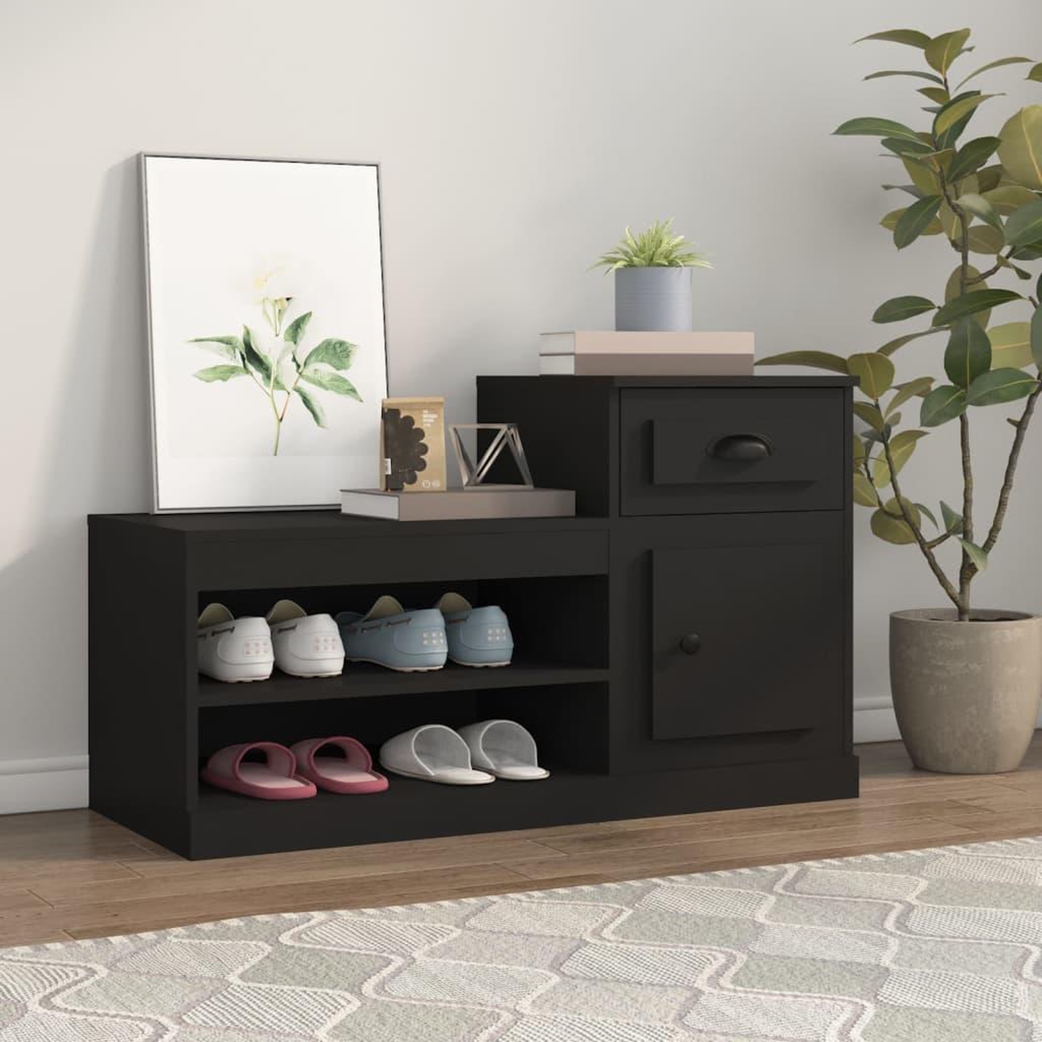 VIDAXL Armoire a chaussures noir 100x42x60 cm bois d'ingenierie