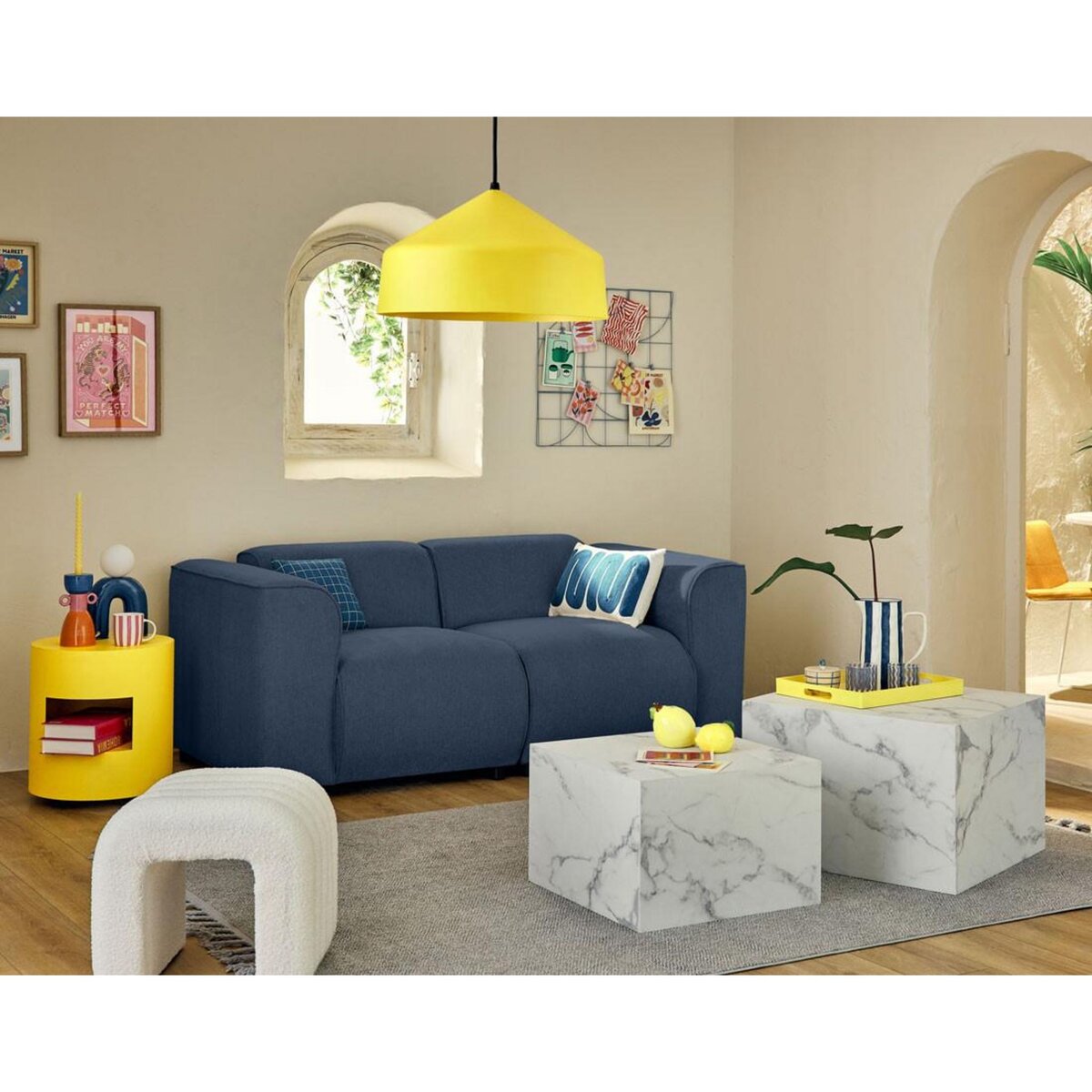 LISA DESIGN Suaro - module d'assise d'angle gauche en tissu texturé