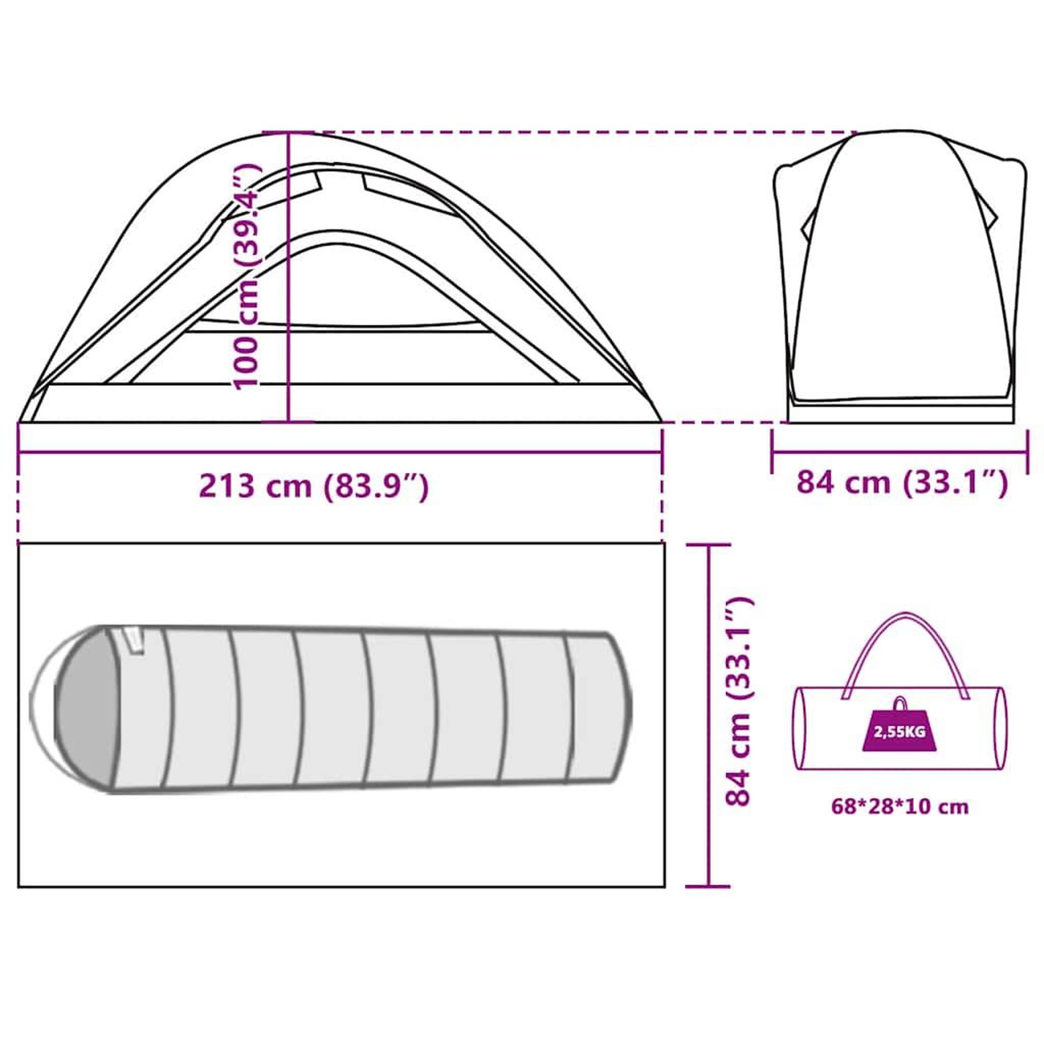 Voir la diapositive 6 : VIDAXL Tente de camping 1 personne vert impermeable