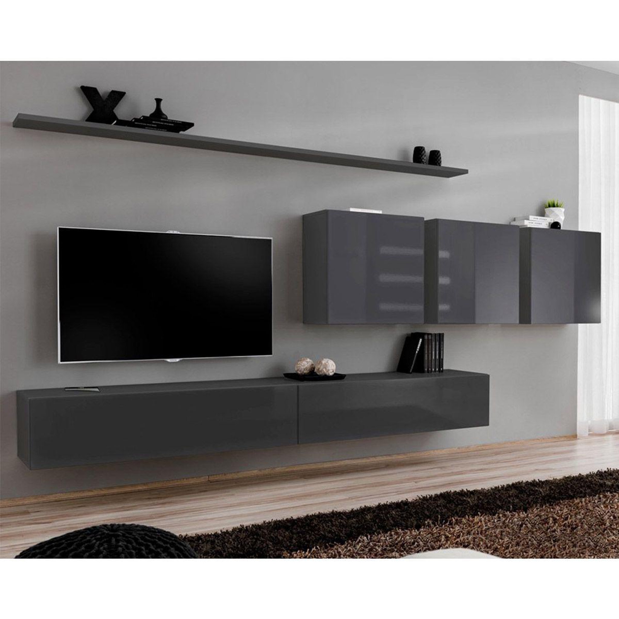 Voir la diapositive 1 : Paris Prix Meuble tv mural design  switch vii  340cm gris