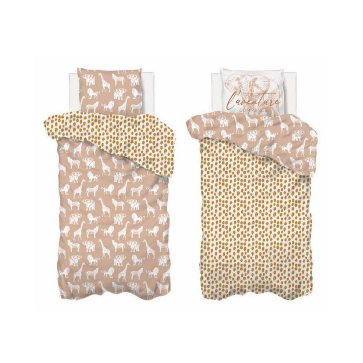 ATMOSPHERA Housse de couette enfant 140x200 Savane + taie 100% coton 57 fils