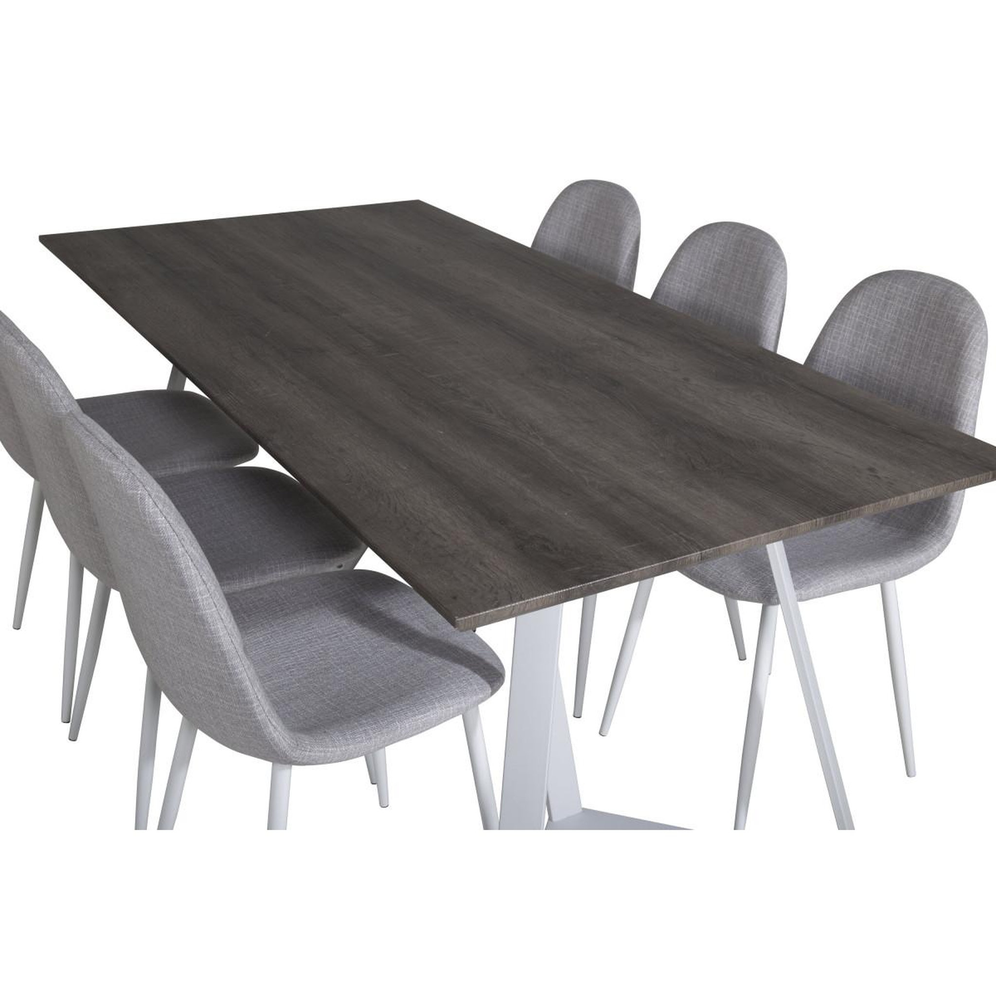 Voir la diapositive 4 : Paris Prix Ensemble table à manger & 6 chaises  marina & polar  180cm gris & gris clair