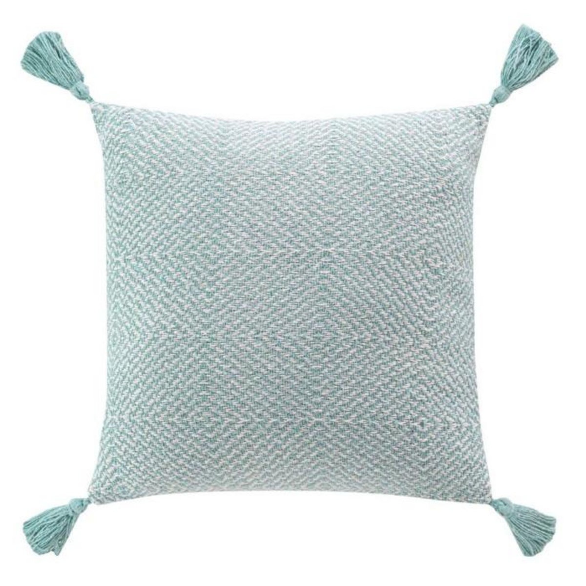 Paris Prix Coussin Tissé Pompons  Louisette  40x40cm Sauge