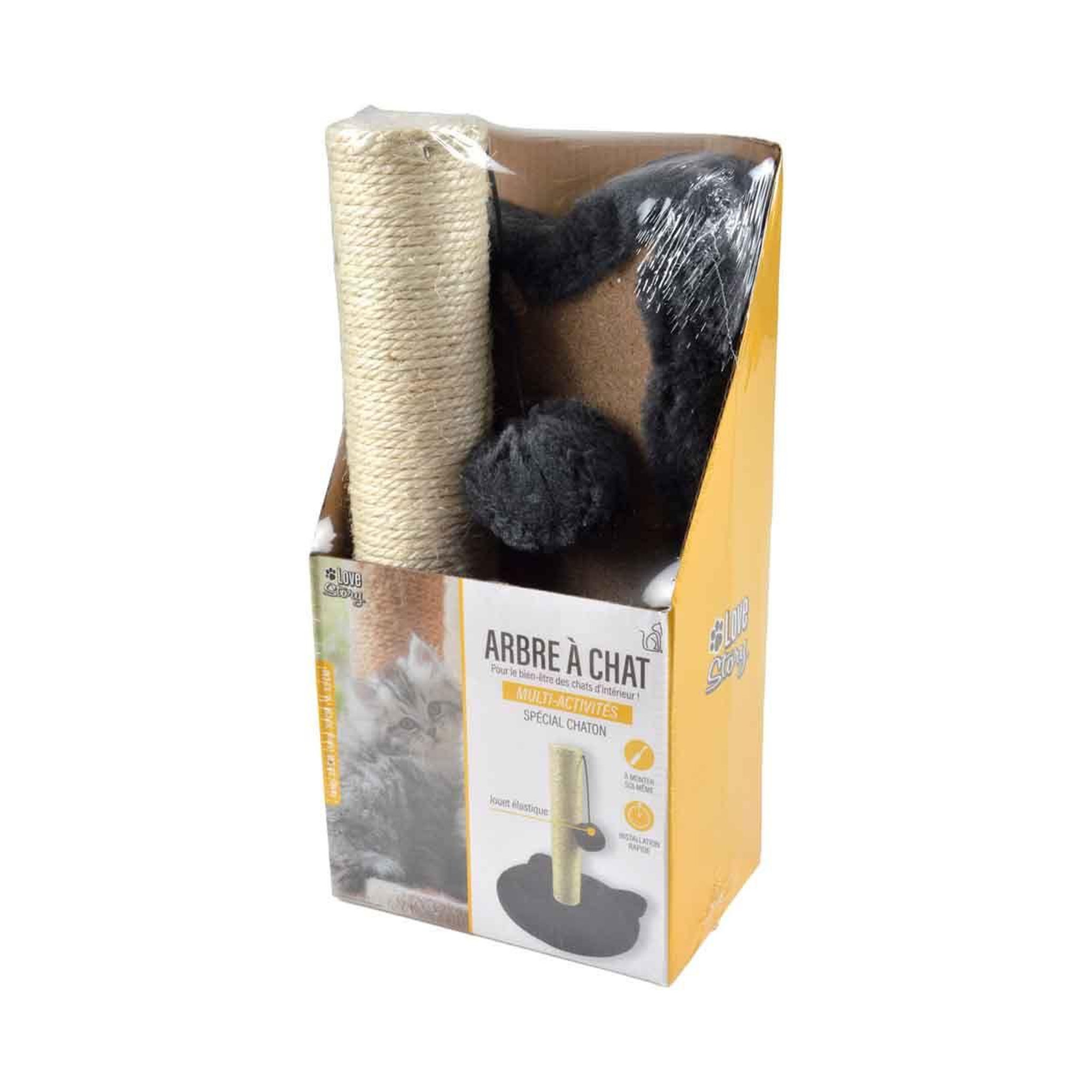 Voir la diapositive 4 : LOVE STORY Arbre à chat avec socle  tête  33cm anthracite
