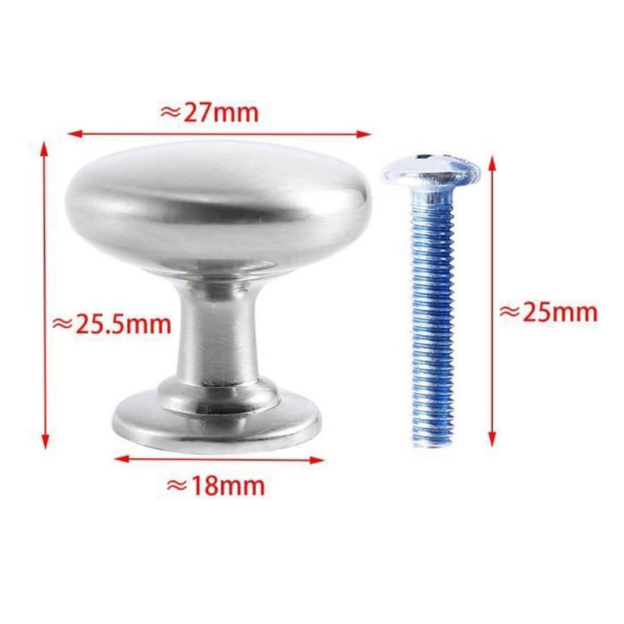 Voir la diapositive 4 : Set de 20 boutons de meuble et poignées d'armoire, zinc mat, gris argent, 27 x 25,5 mm, avec vis