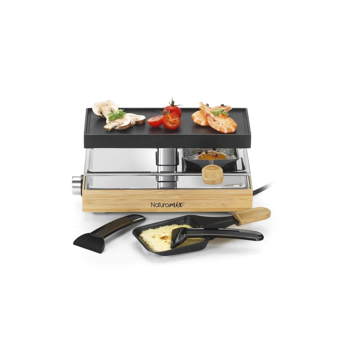 NATURAMIX Appareil à raclette 8 personnes 1200w gril - RAC.WOOD-8