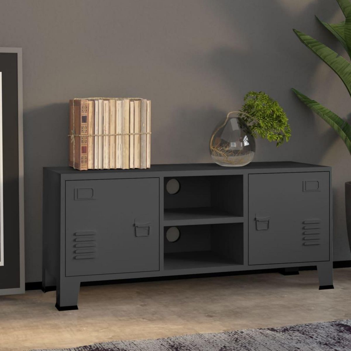 VIDAXL Meuble TV industriel Anthracite 105x35x42 cm Metal