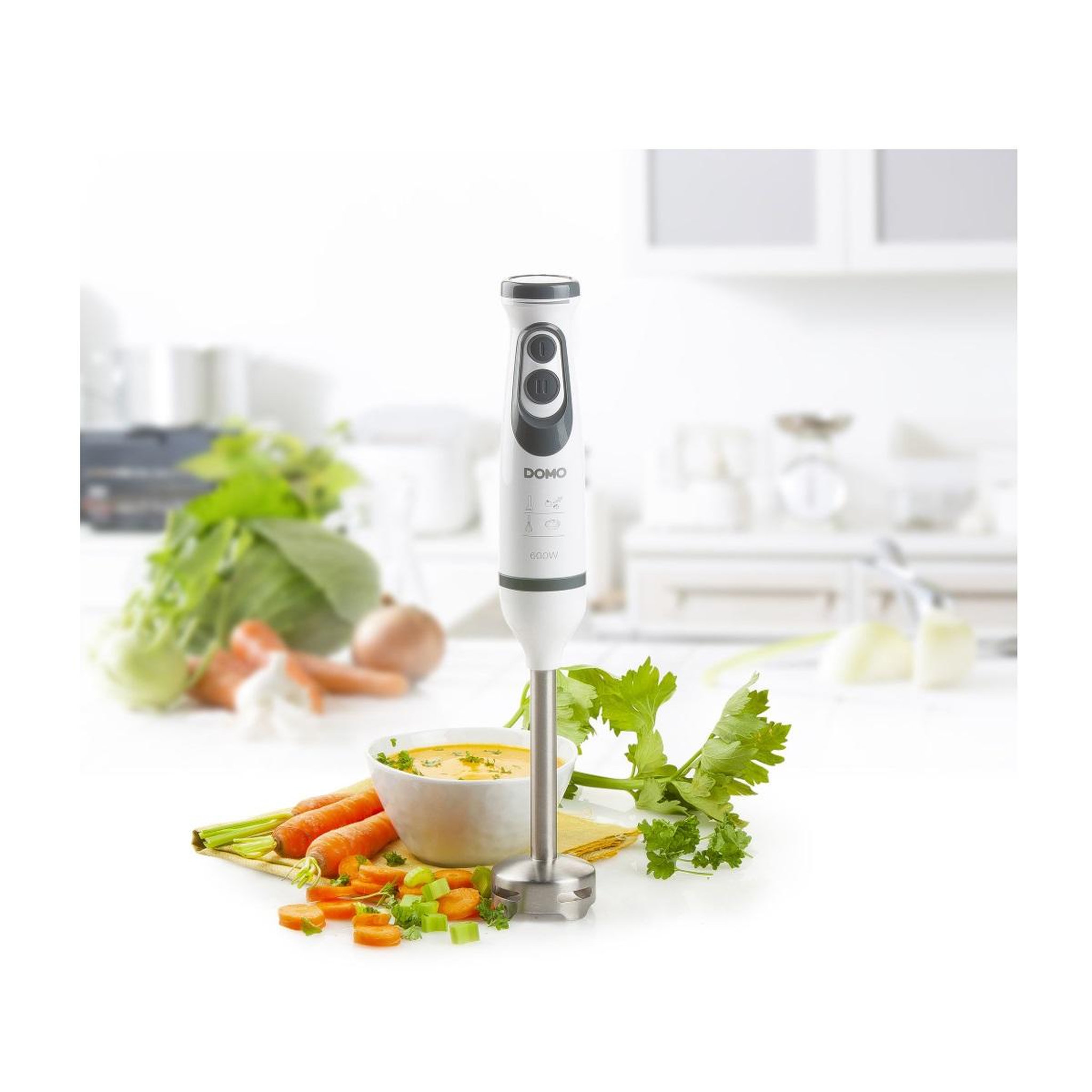 Voir la diapositive 3 : Domo Mixeur plongeant 600w blanc - do1089m