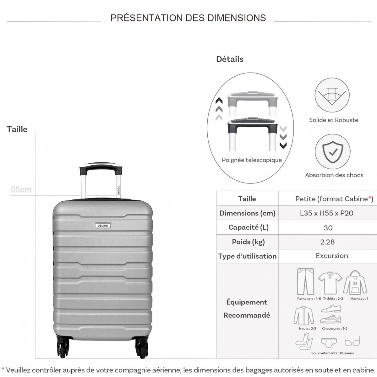 Degré Valise cabine passe-partout rigide 55cm