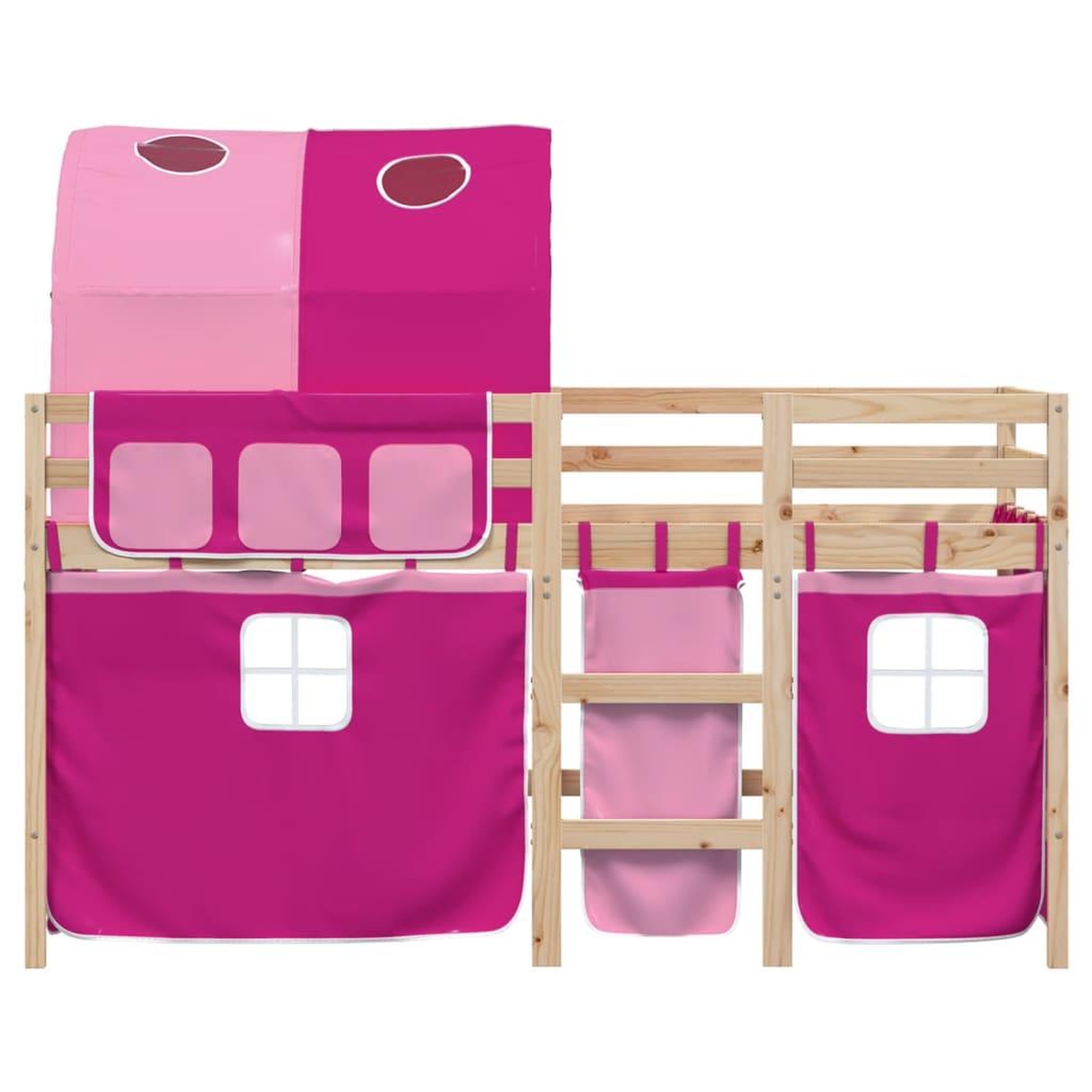 Voir la diapositive 4 : VIDAXL Lit mezzanine enfants avec tunnel sans matelas rose 90x200 cm