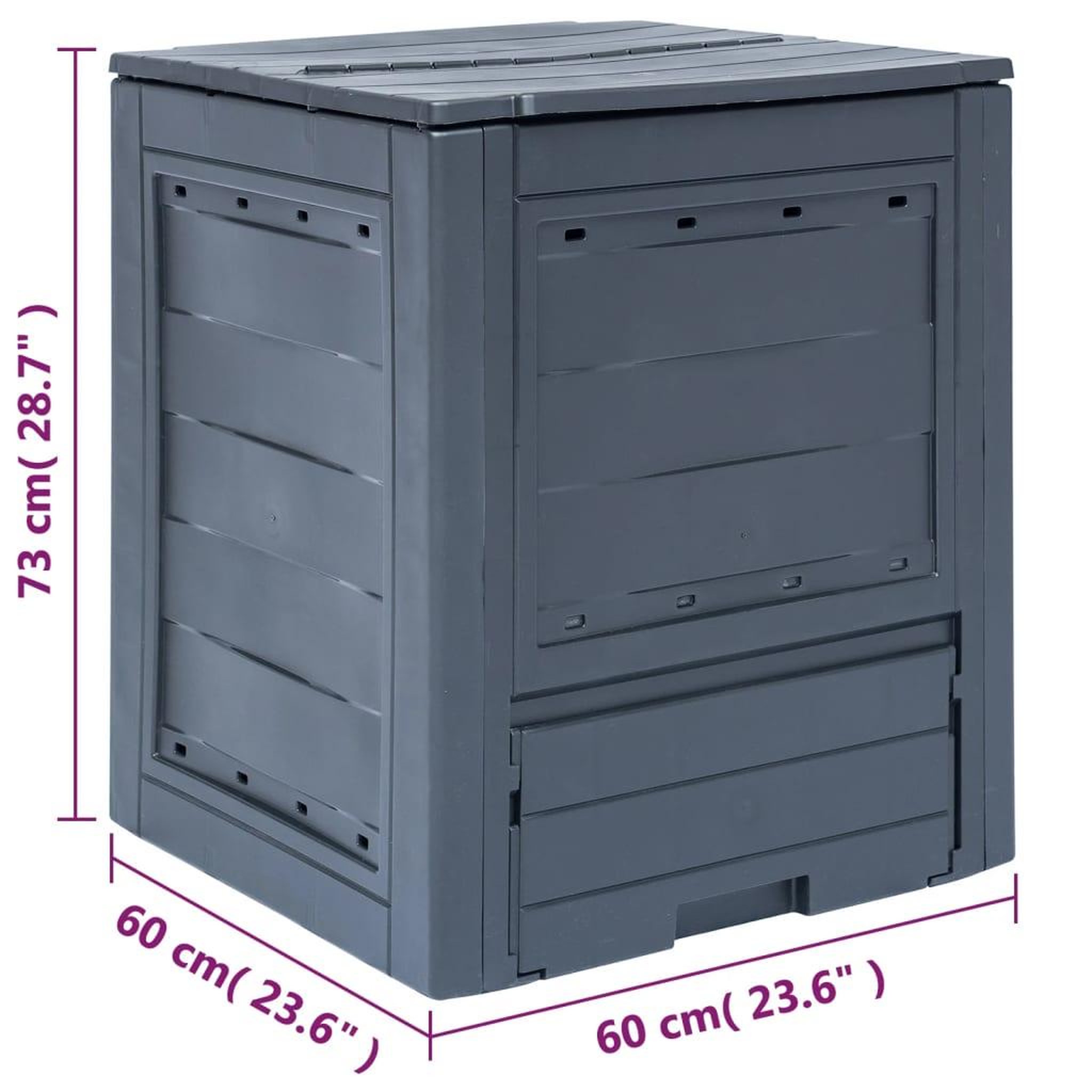 Voir la diapositive 6 : VIDAXL Bac a compost de jardin Gris 60x60x73 cm 260 L