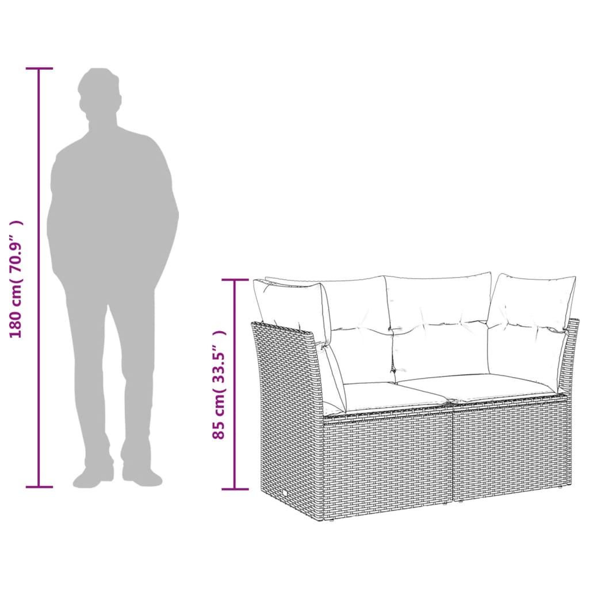 Voir la diapositive 6 : VIDAXL Canape de jardin avec coussins 2 places beige resine tressee